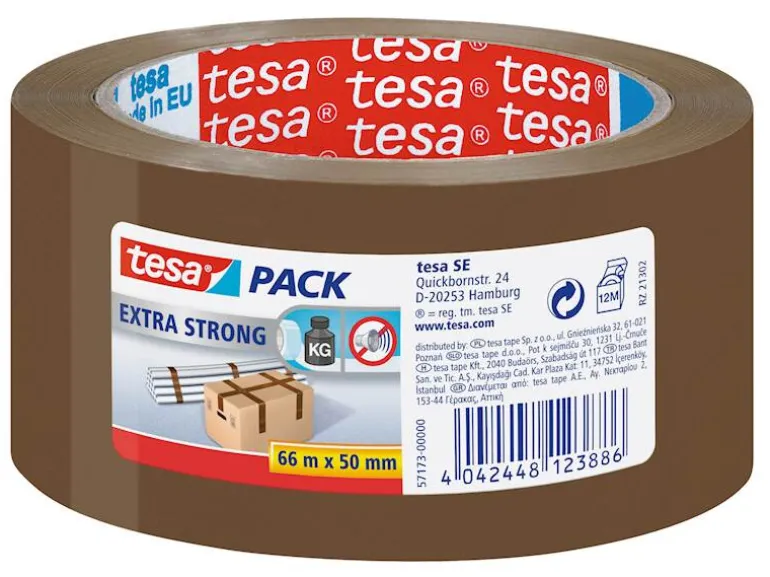 Adhésif de fermeture de cartons PVC pour de cartons de poids moyen à lourd. 66 m x 50 mm brun.
