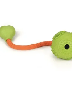 Balle caoutchouc avec corde vert 5 cm