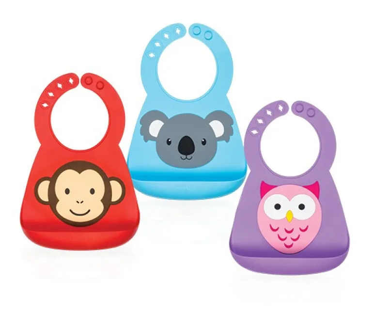 Bavoir en silicone 3D décor animaux - 3m+