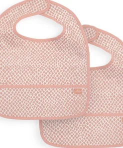 Bavoir imperméable Snake Pale Pink (2 pièces)