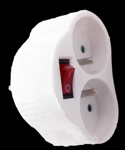 Biplette avec interrupteur blanc 2 x 16 A