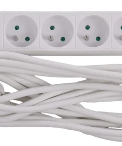Bloc multi-prises avec corde 5 m blanc 4 x 16 A