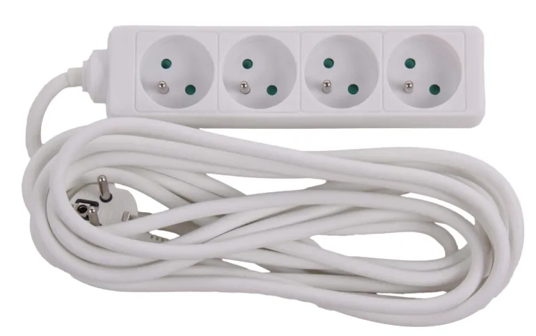 Bloc multi-prises avec corde 5 m blanc 4 x 16 A