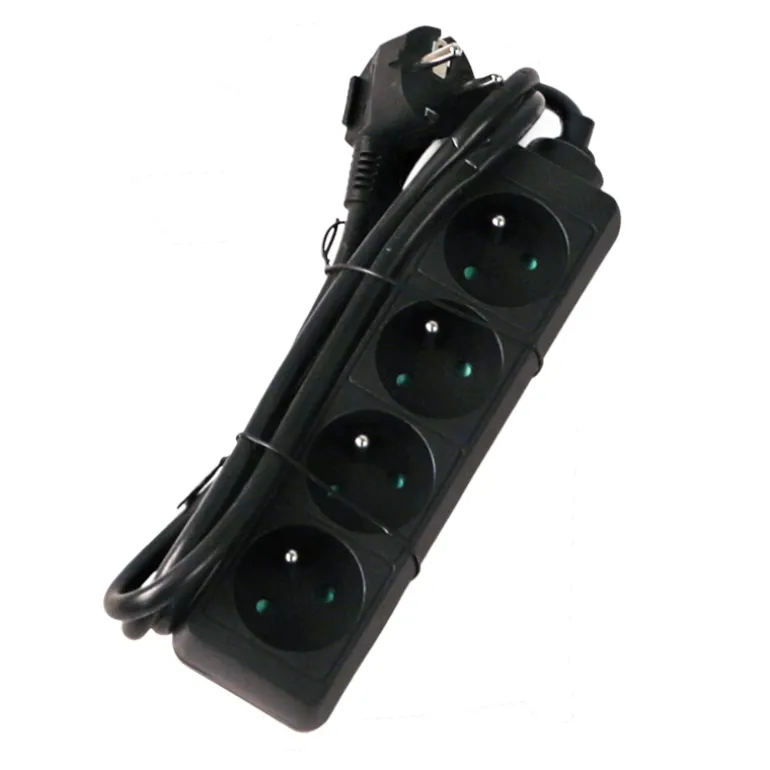 Bloc multi-prises avec corde 1,5 m noir 4 x 16 A