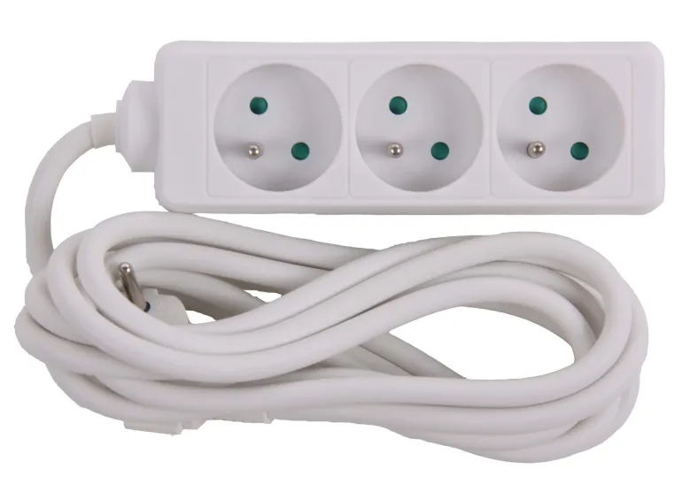 Bloc multi-prises avec corde 3 m blanc 3 x 16 A