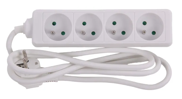 Bloc multi-prises avec corde 1,5 m blanc 4 x 16 A