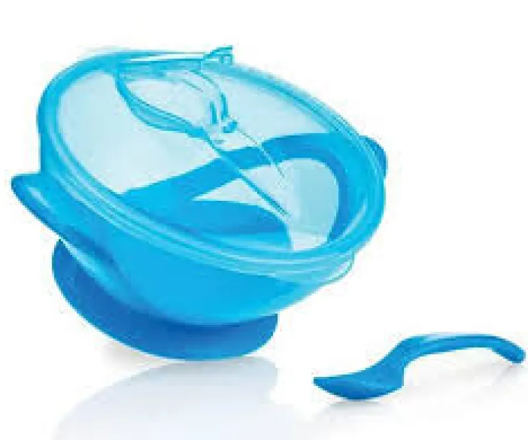 Bol ventouse avec cuillère - bleu - 6m+