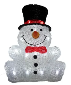 Bonhomme de neige assis blanc LED 24x18,5x31 cm