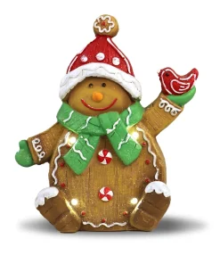 Bonhomme de neige en pain d'épice avec lumière LED 35cm