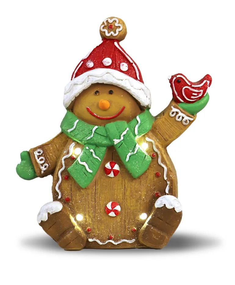 Bonhomme de neige en pain d'épice avec lumière LED 35cm