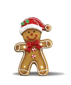 Bonhomme en pain d'épice avec lumière LED 33cm