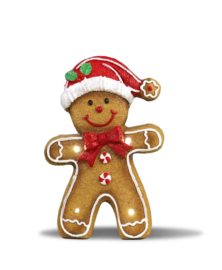 Bonhomme en pain d'épice avec lumière LED 33cm