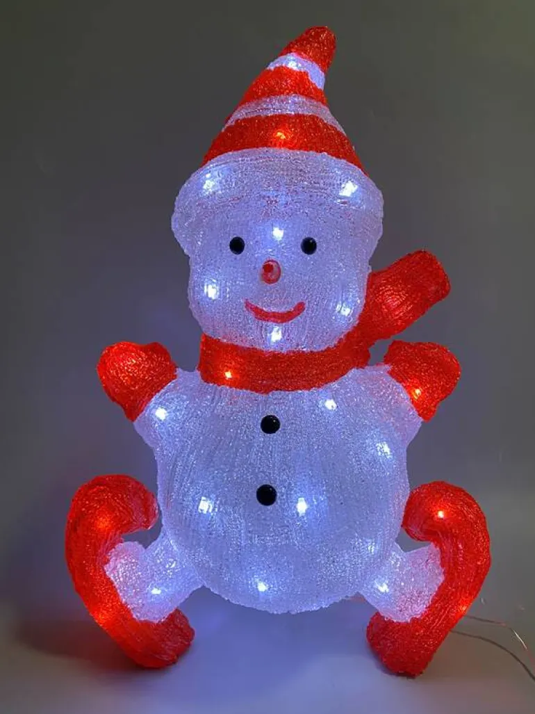 Bonhomme Neige patin acryl LED 50 cm