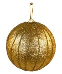 Boule noël avec rayures L or
