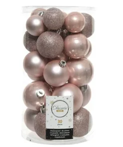 Boule Noël Paillettes Rose Poudre - 30 pièces