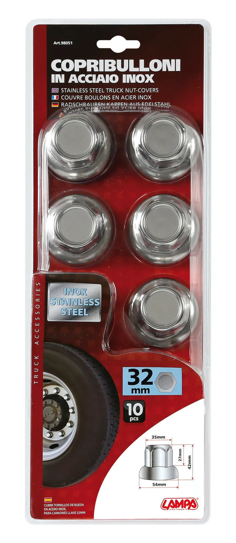 Cache Ecrous RVS x10 32mm