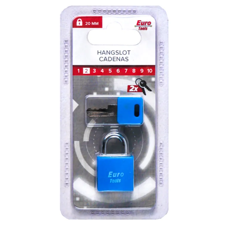 Cadenas alu 20 mm bleu + 2 clés