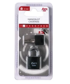 Cadenas alu noir 20 mm + 2 clés