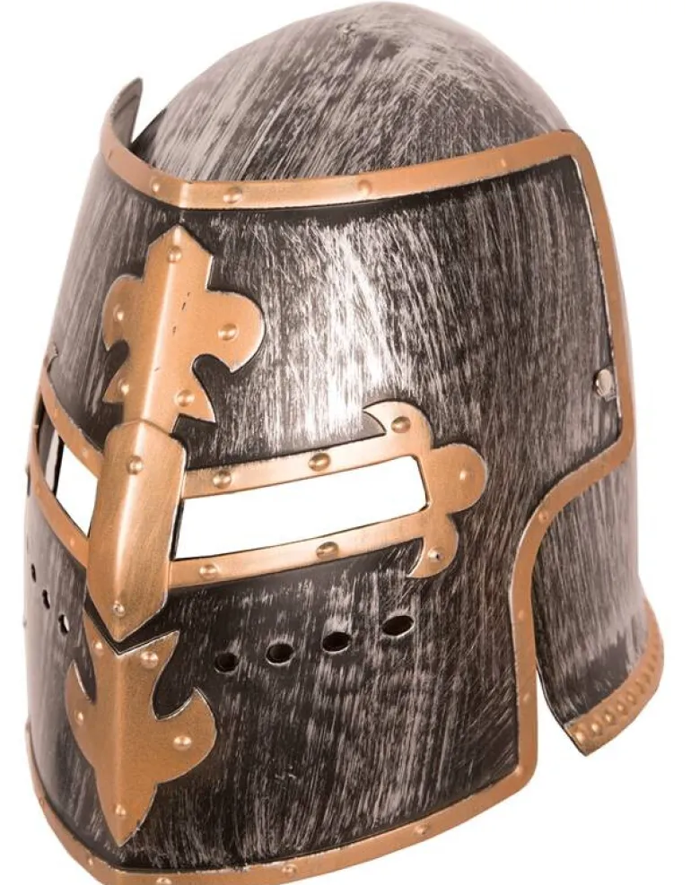 Casque chevalier médiéval - Gris/or