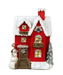 Chateau rouge neige 48 cm LED