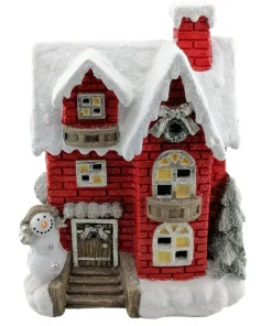 Chateau rouge neige 48 cm LED