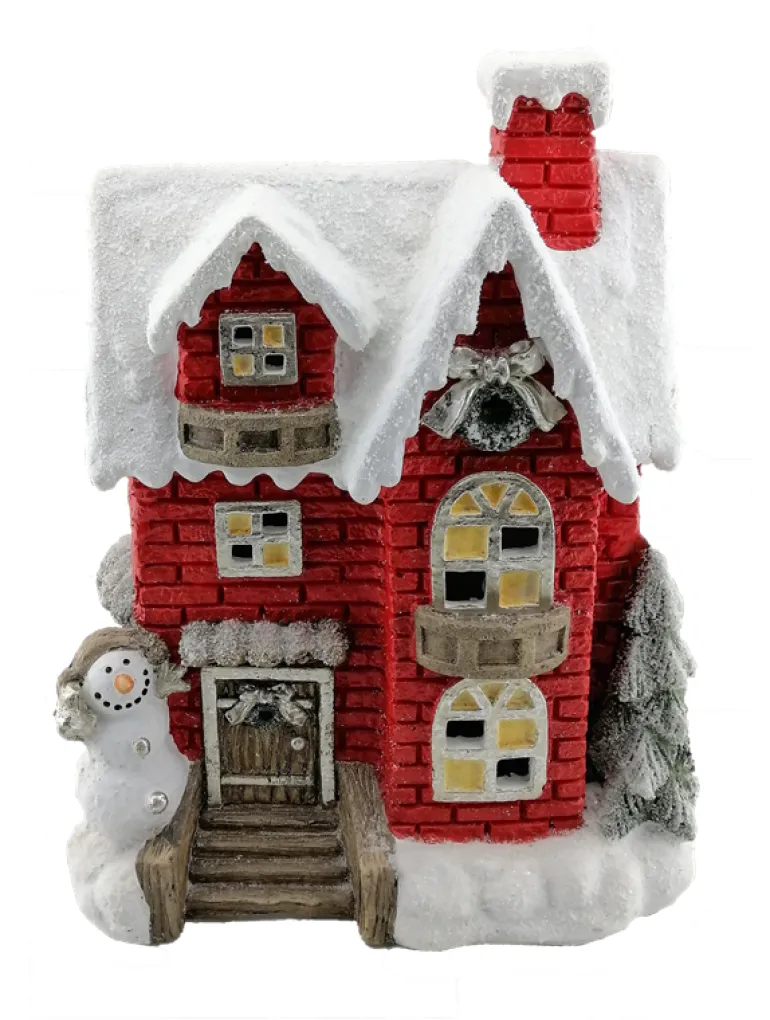 Chateau rouge neige 48 cm LED