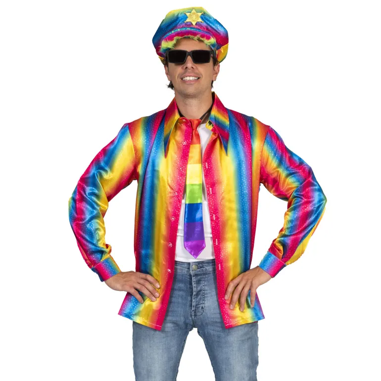 Chemise disco arc-en-ciel homme - Taille 56/58