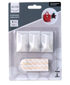 Crochet amovibles 3 pieces carre blanc