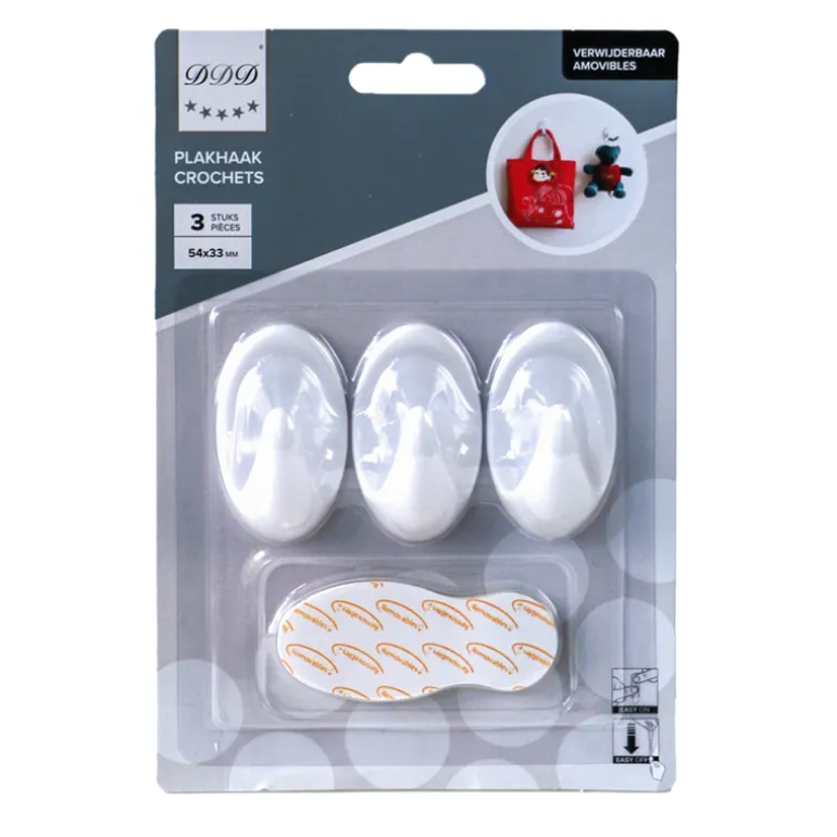 crochets amovibles 3 pieces oval blanc