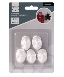 crochets permanent adhésif 5 pieces oval blanc
