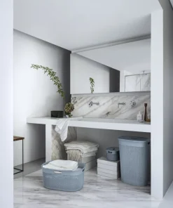 Curver Filo Panier à Linge avec Couvercle Bleu/Gris - 55L
