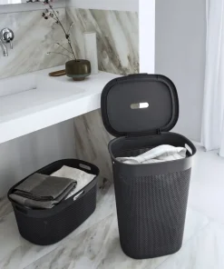 Curver Filo Panier à Linge avec Couvercle Anthracite - 55L