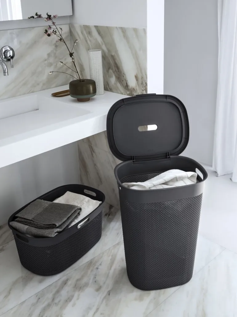 Curver Filo Panier à Linge avec Couvercle Anthracite - 55L