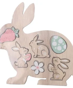 Décoration figurines lapin de pâques en bois