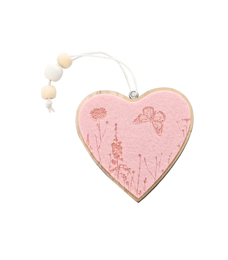 Décoration pendentif en feutre rose