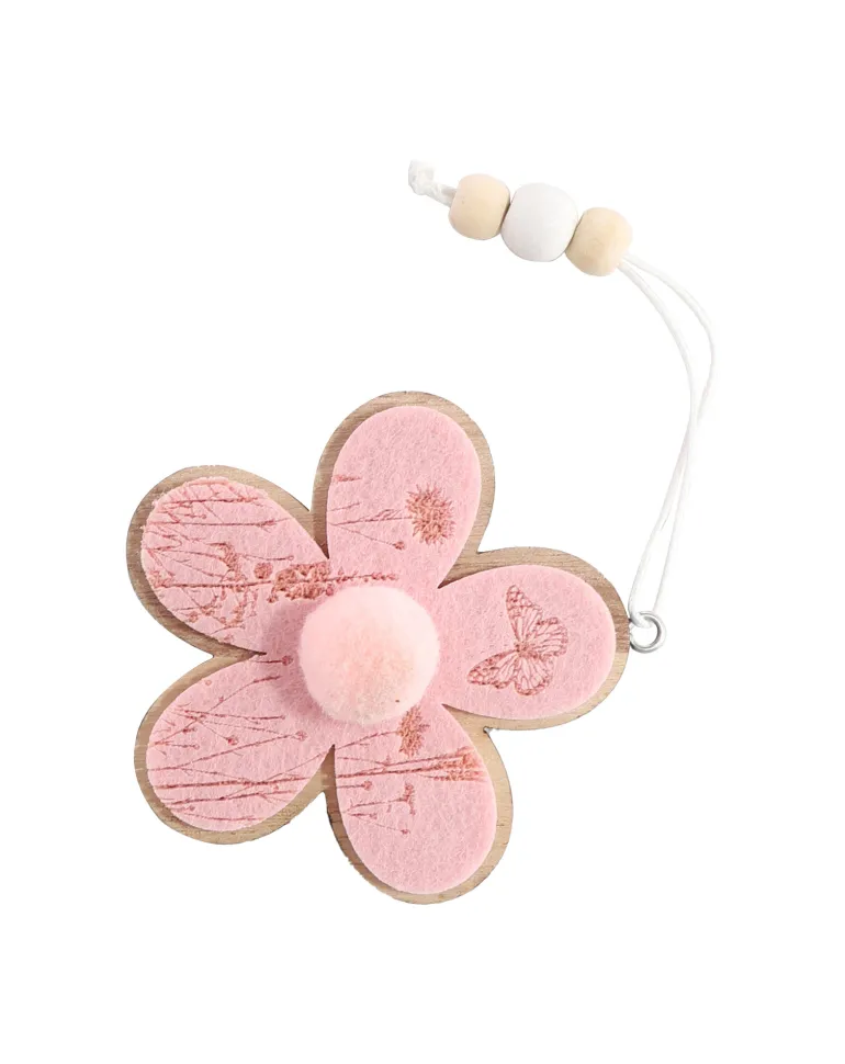 Décoration pendentif en feutre rose