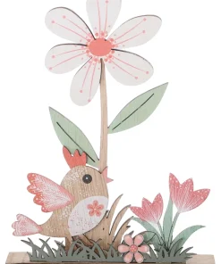 Décoration tableau oiseau en bois 17,5cm