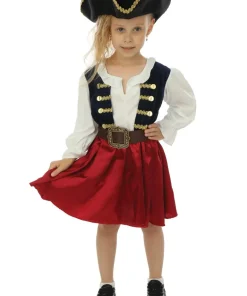 Déguisement de pirate avec chapeau fille - 3 pièces - Bleu - 7-9 ans