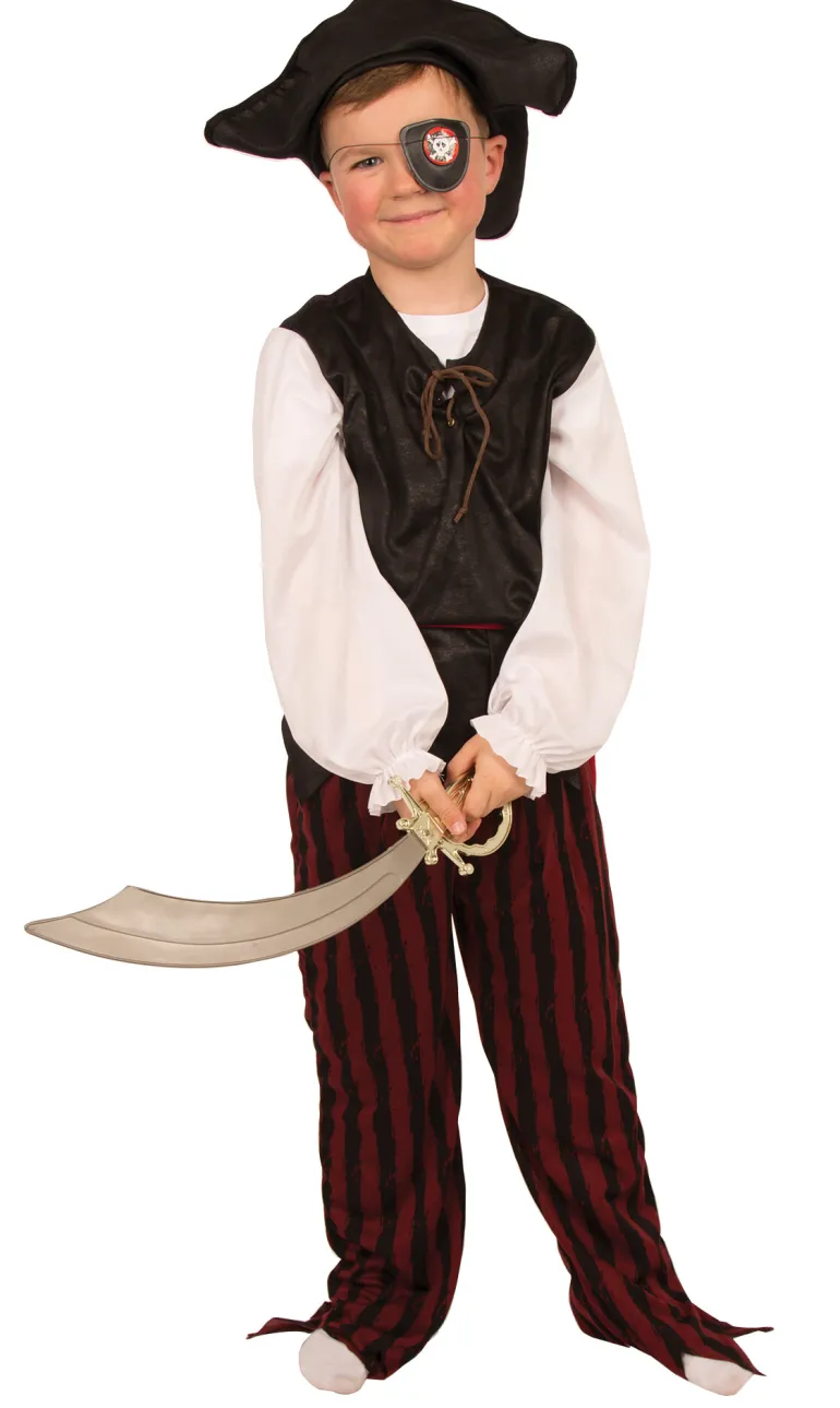 Déguisement de pirate avec cache-oeil - Taille 140