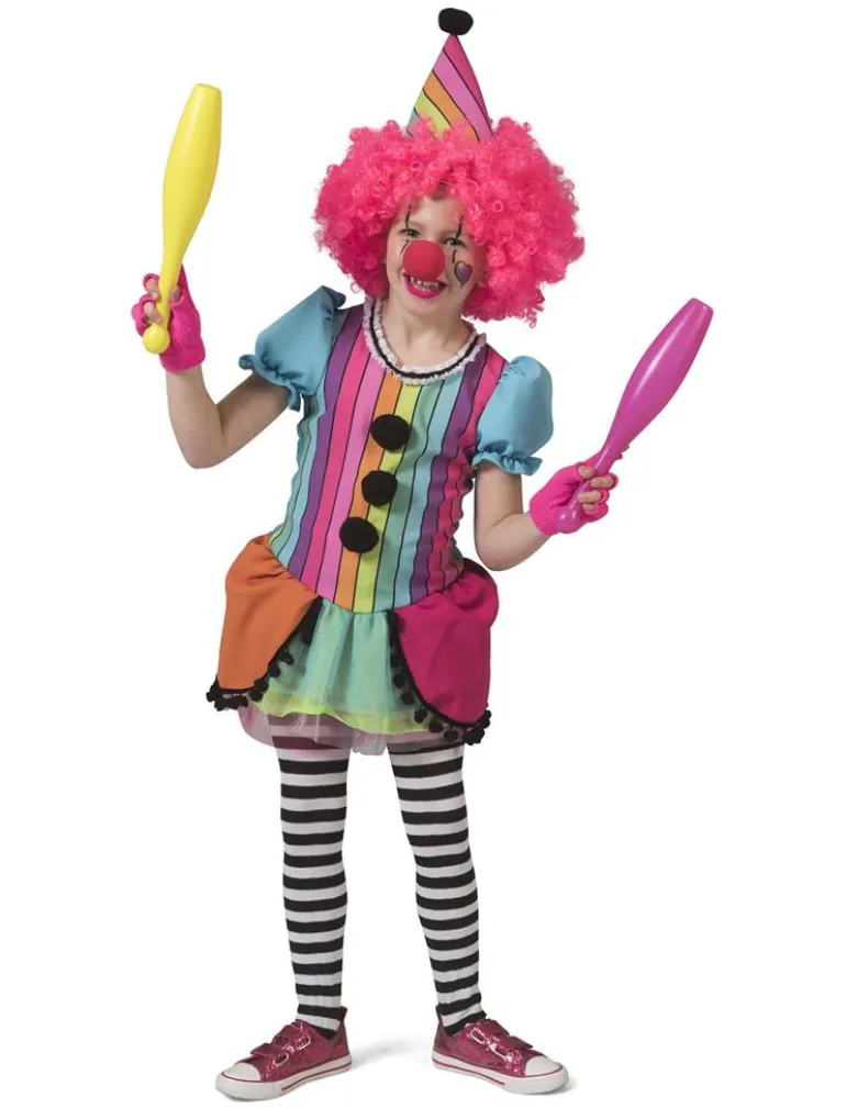 Déguisement enfant Clown arc-en-ciel Fille - Taille 128