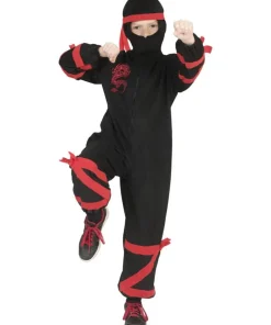 Déguisement enfant Ninja Noir avec Dragon Rouge - Taille 164