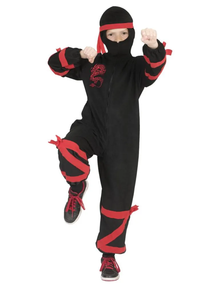 Déguisement enfant Ninja Noir avec Dragon Rouge - Taille 164