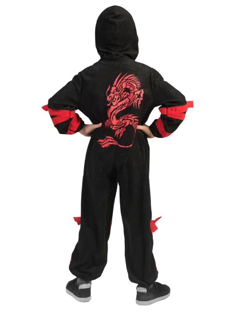 Déguisement enfant Ninja Noir avec Dragon Rouge - Taille 164