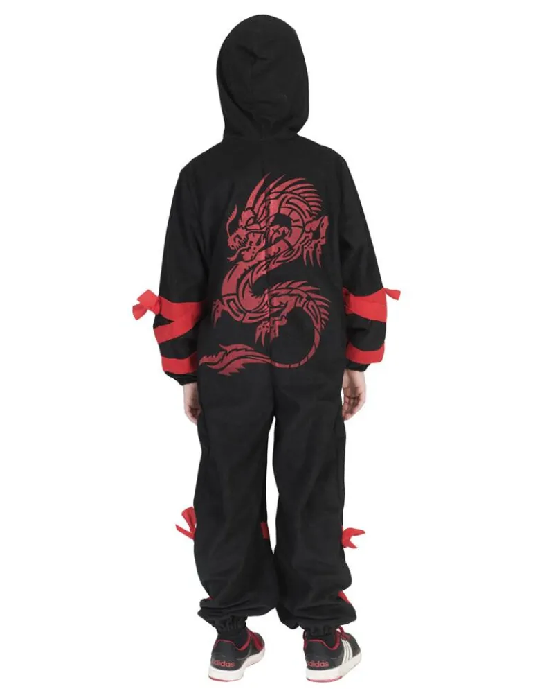Déguisement enfant Ninja Noir avec Dragon Rouge - Taille 164
