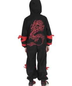 Déguisement enfant Ninja Noir avec Dragon Rouge - Taille 116
