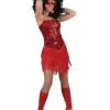 Déguisement Robe Paillettes Rouge avec Franges - Taille 36/38