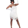 Déguisement Robe Paillettes Blanche avec Franges - Taille 40/42