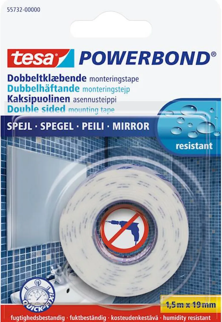 Double-face de montage miroirs 1,5 m x 19 mm