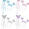 Ensemble papillon diadème + bâton - 4 couleurs différentes