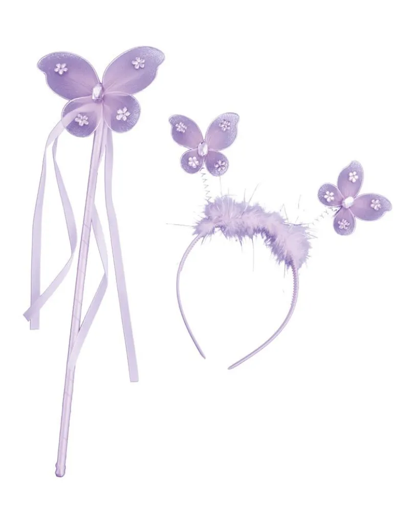 Ensemble papillon diadème + bâton - 4 couleurs différentes